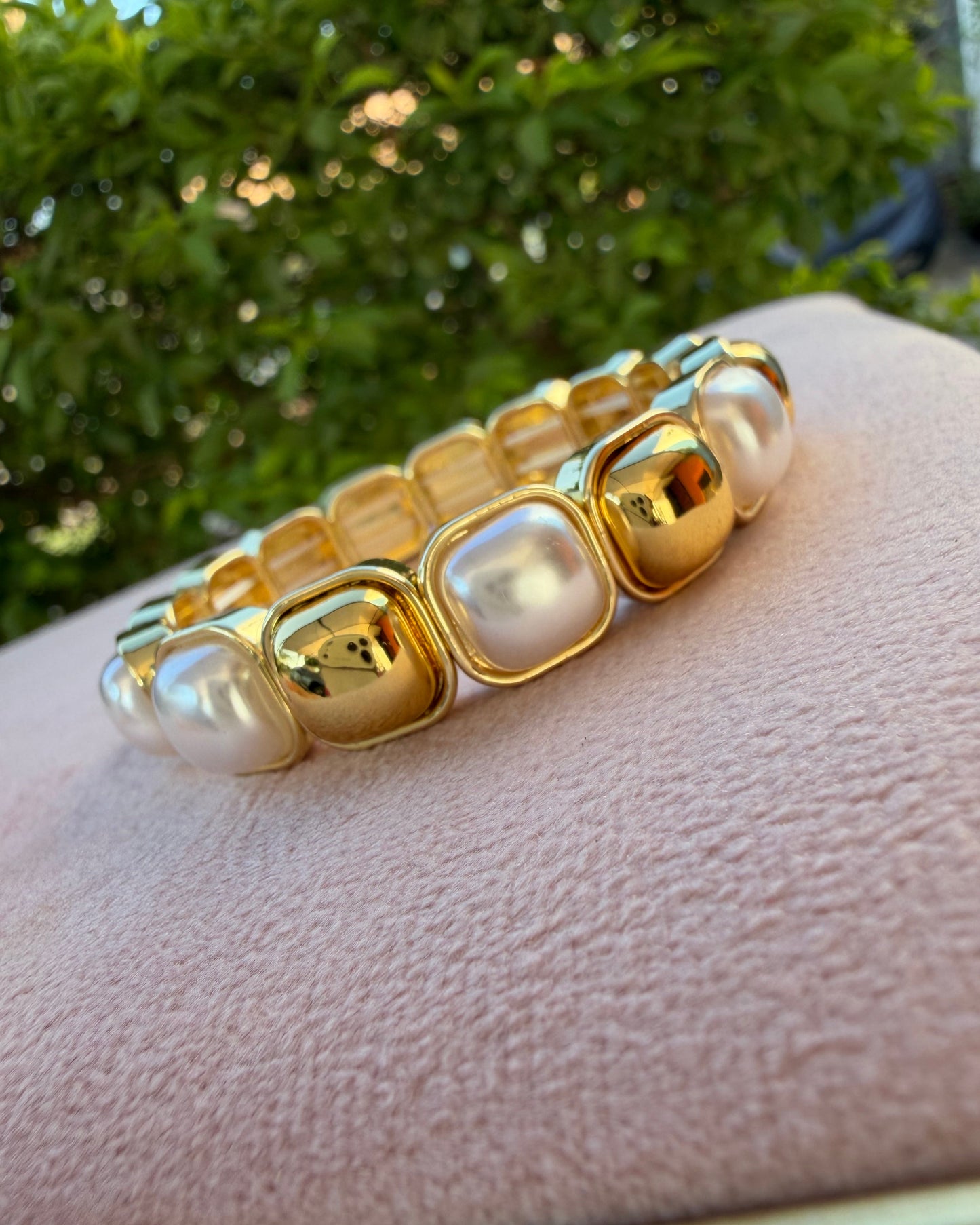 Pulsera Cuadro Dorado Perla