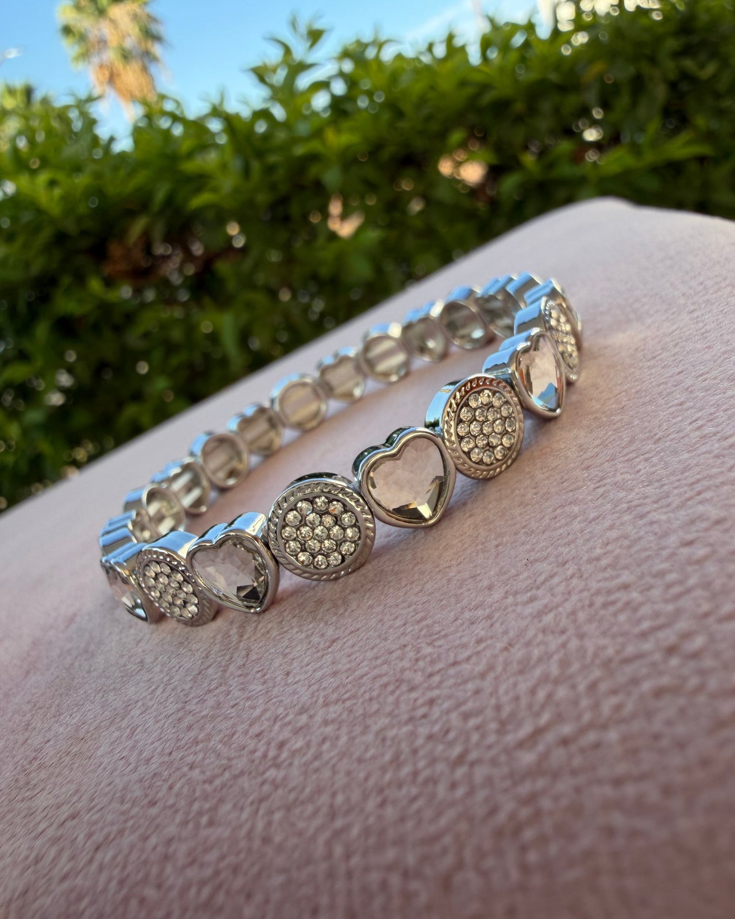 Pulsera Plata Corazón Brillo