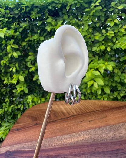 Arracada Triple Delgada Plata Jk