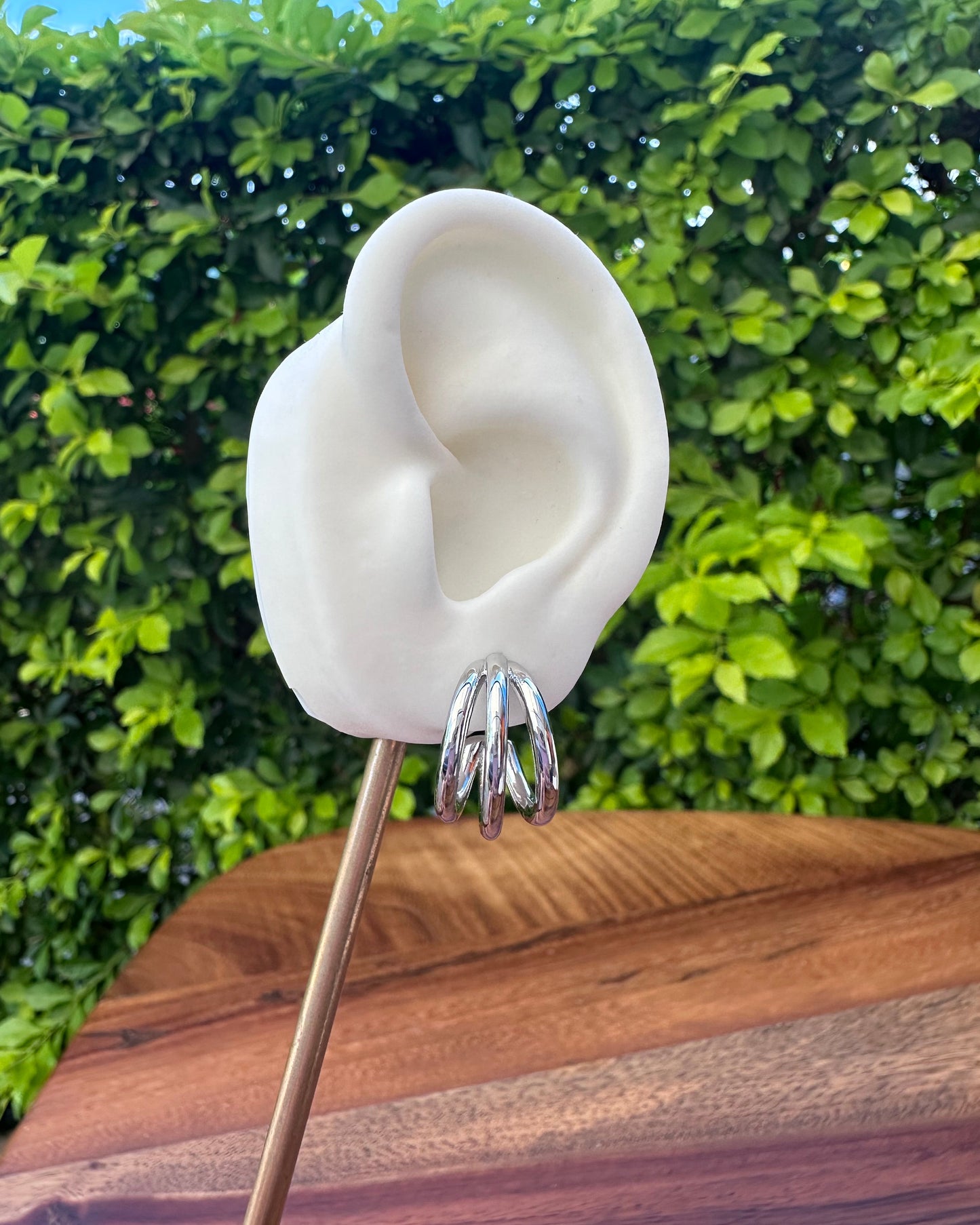 Arracada Triple Delgada Plata Jk