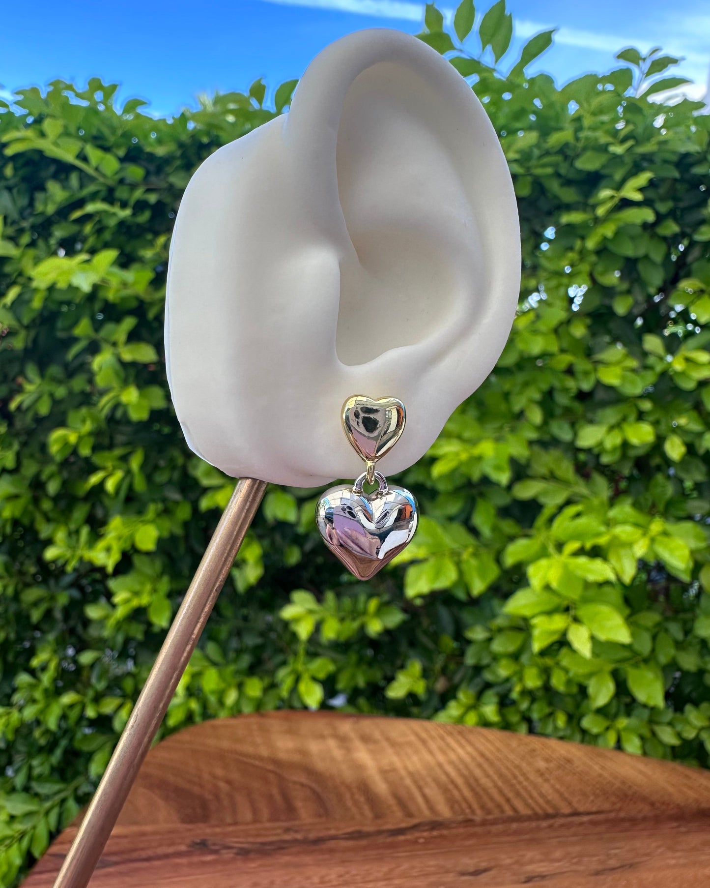 Arete Corazón Bicolor