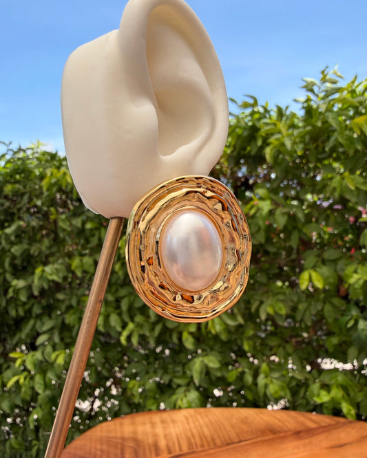 Arete Oval Perla Maxi