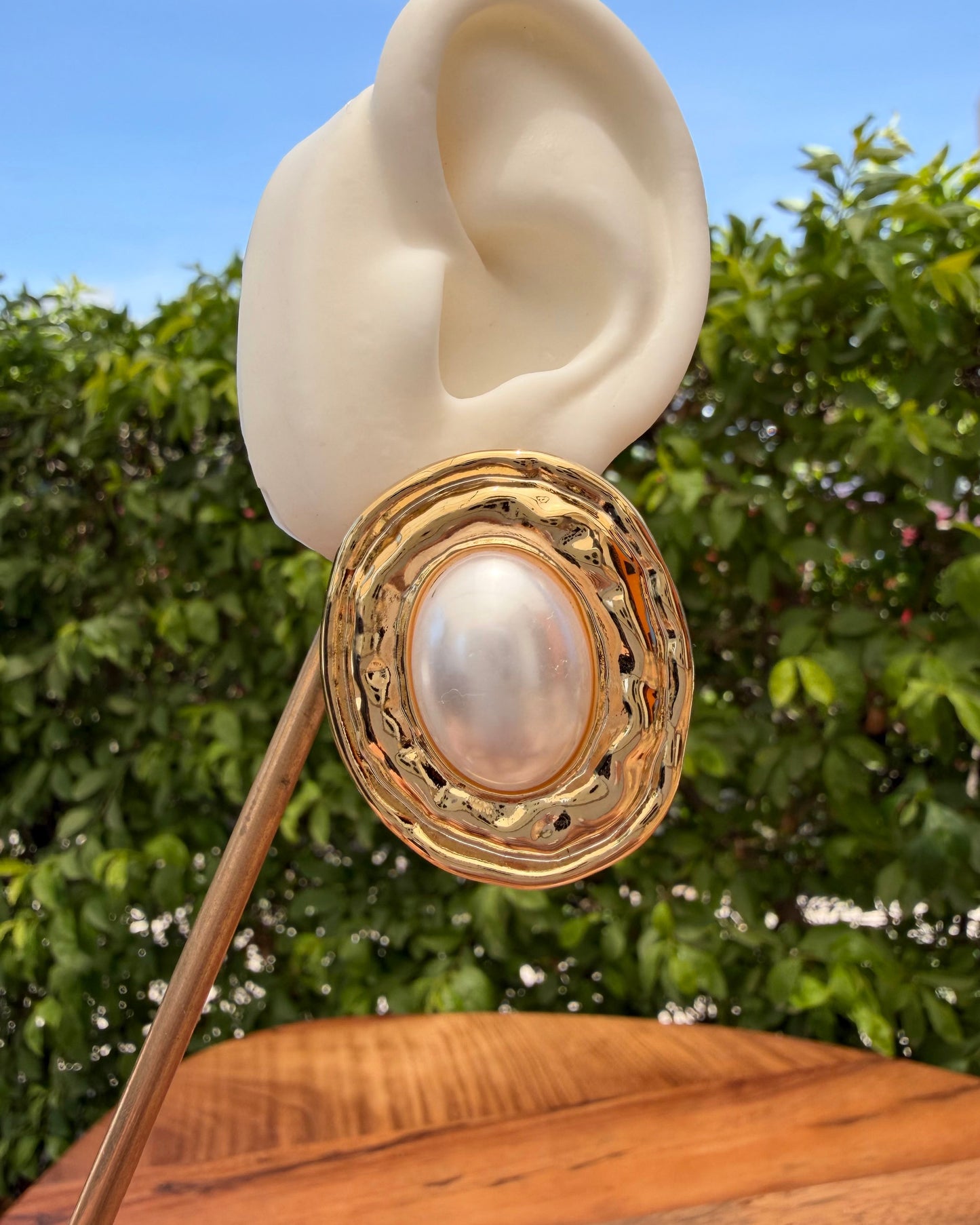 Arete Oval Perla Maxi