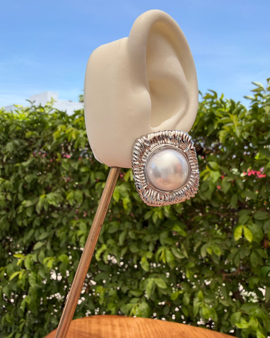Arete Plata Perla Cuadro