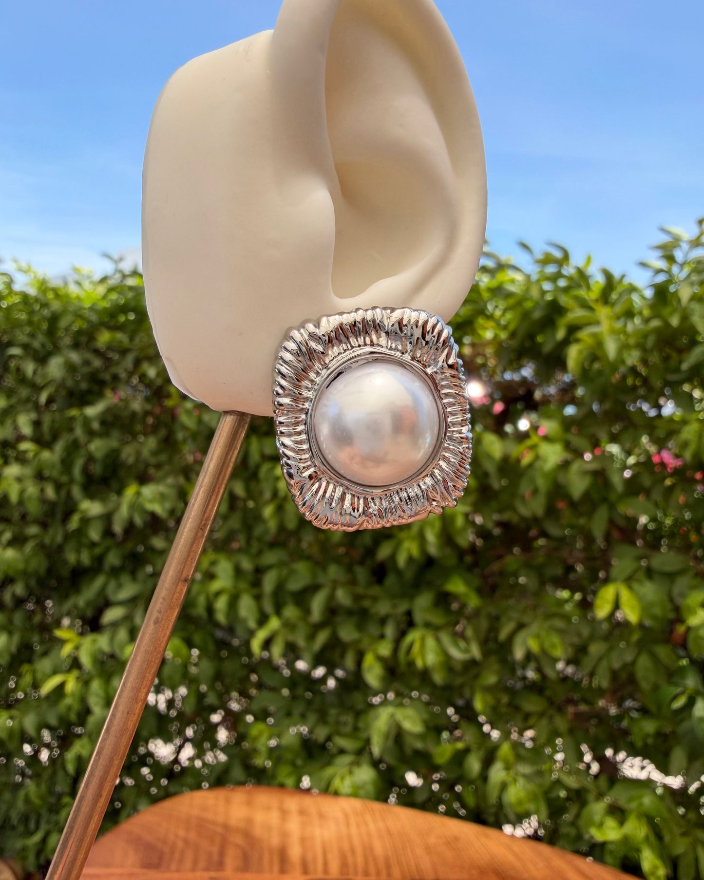 Arete Plata Perla Cuadro