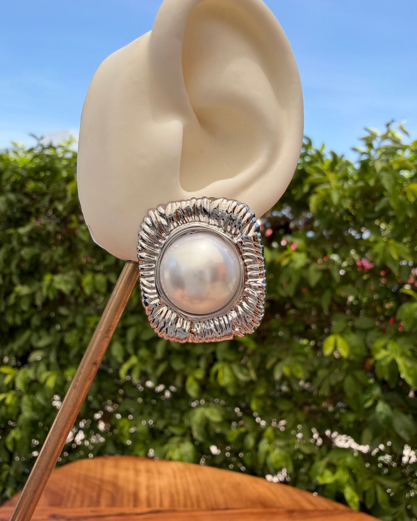 Arete Plata Perla Cuadro