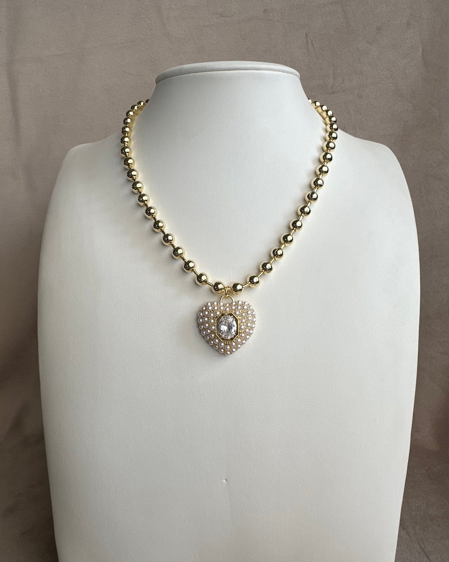 Collar Balin Corazón Perla