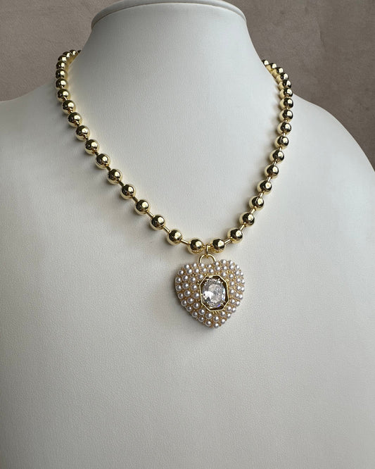 Collar Balin Corazón Perla