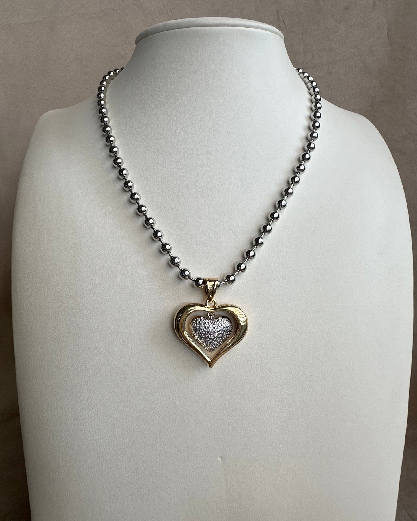 Collar Balin Corazón Bicolor