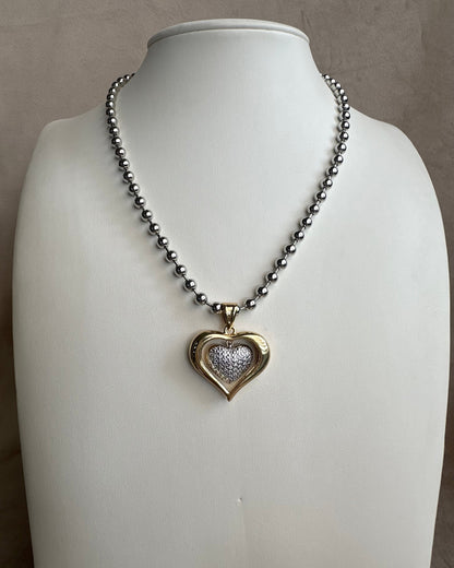 Collar Balin Corazón Bicolor