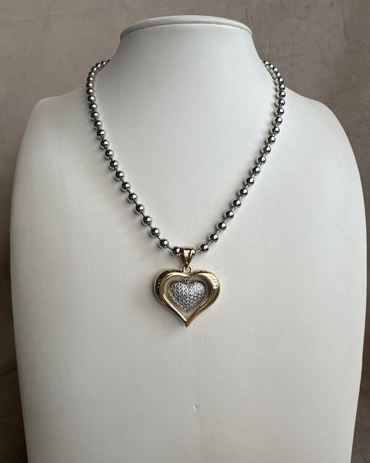 Collar Balin Corazón Bicolor