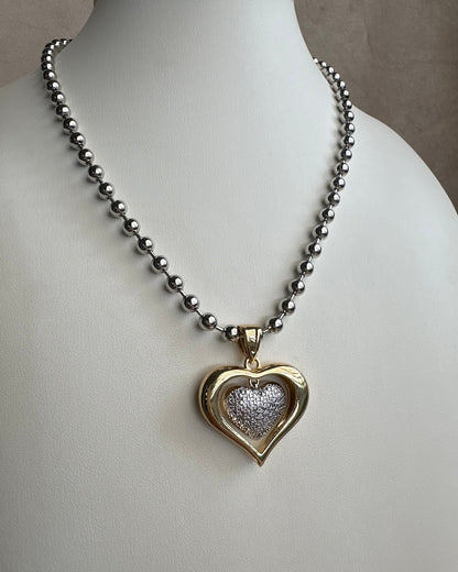 Collar Balin Corazón Bicolor