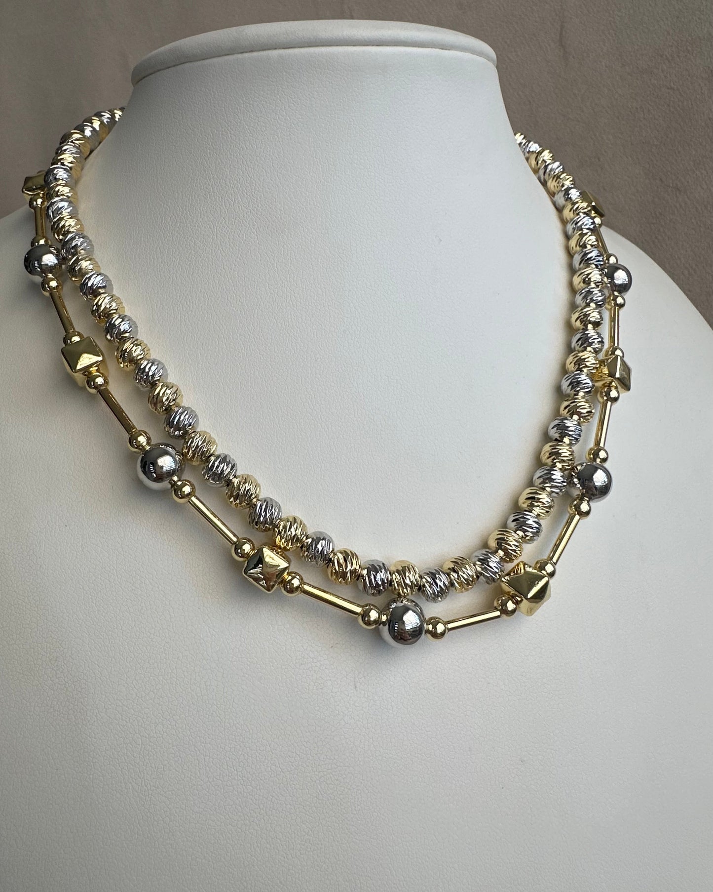 Collar Balin Bicolor Cuadro
