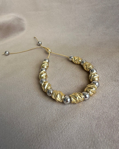 Pulsera Balin Grabada Bicolor