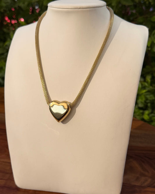 Collar Corazón Chunky Dorado