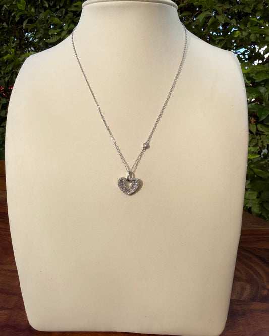 Collar Corazón Brillo Plata