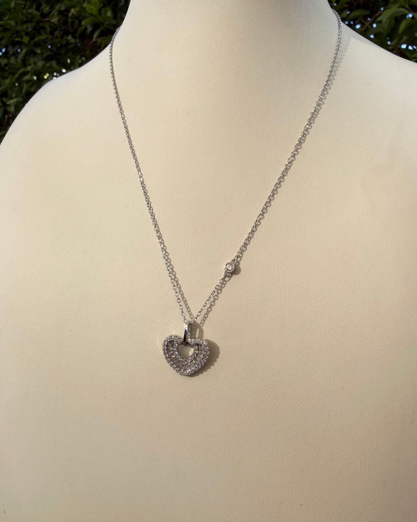 Collar Corazón Brillo Plata