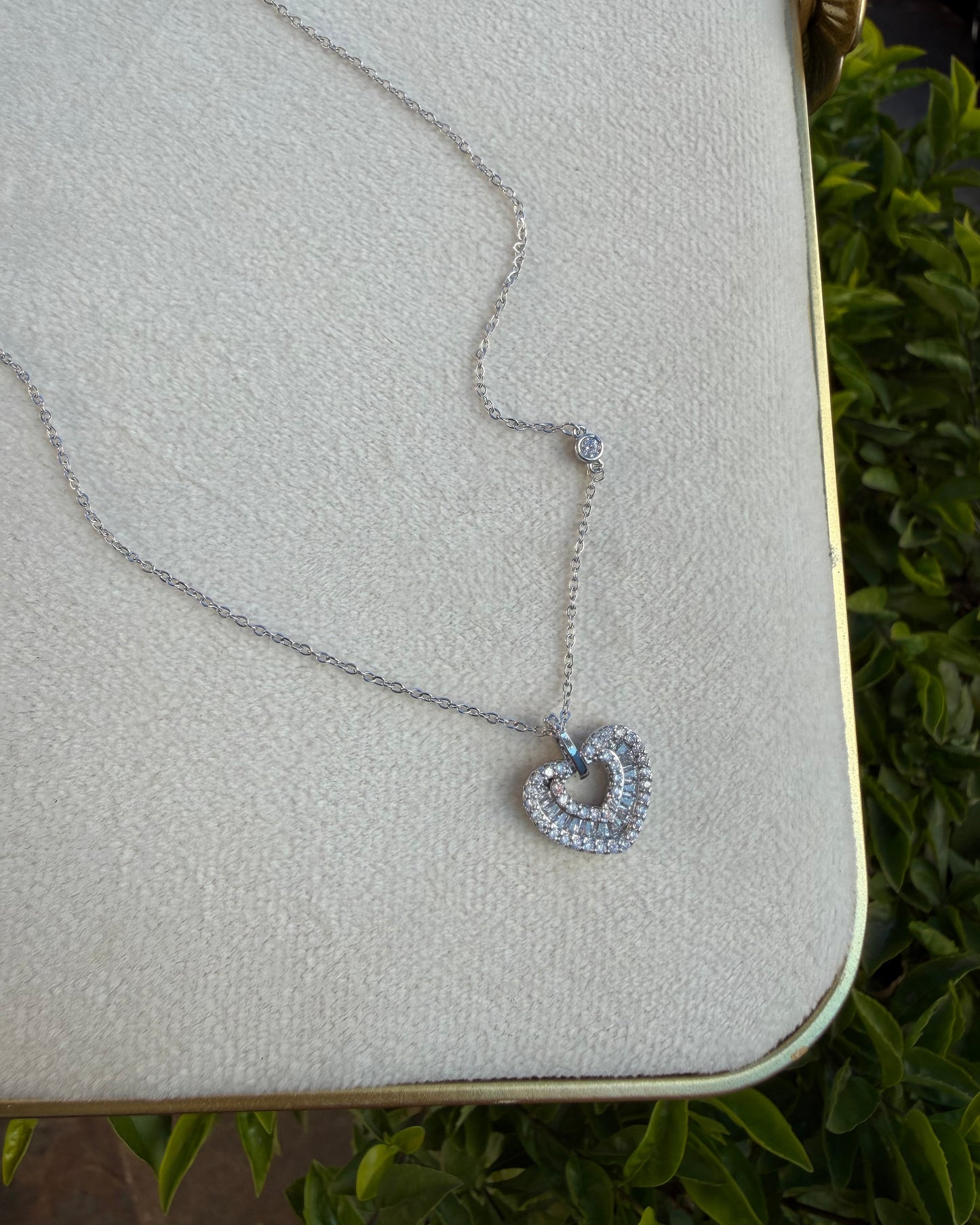 Collar Corazón Brillo Plata