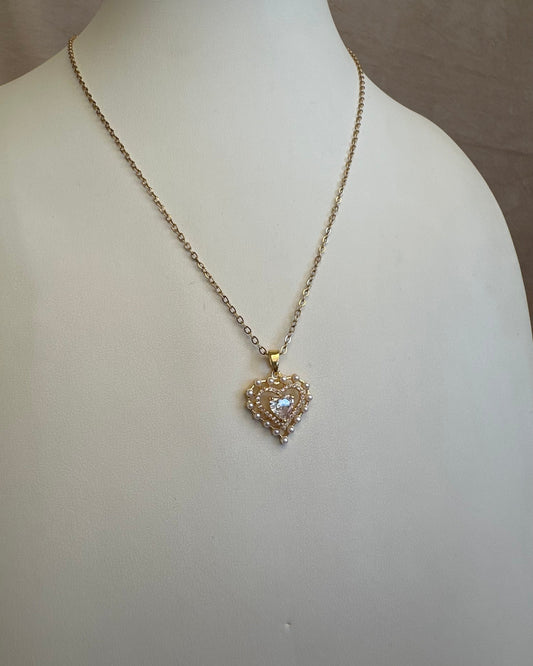 Collar Corazón Perlas