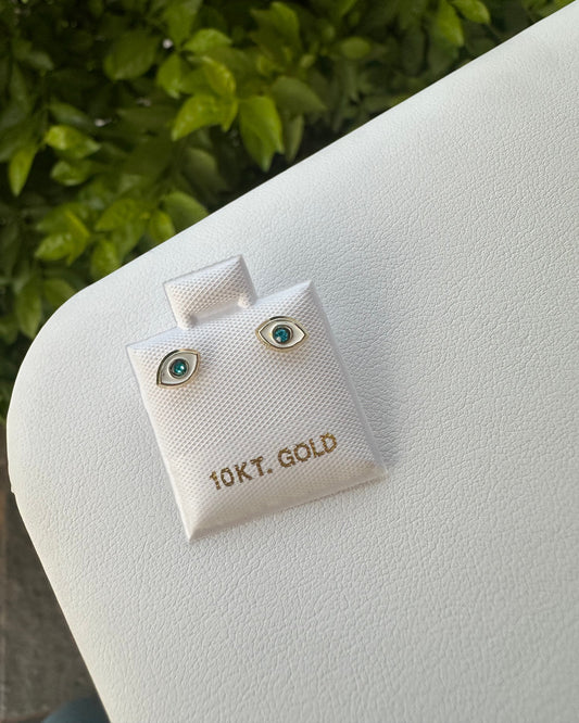 Par Broquel de Oro Ojo Punto Azul