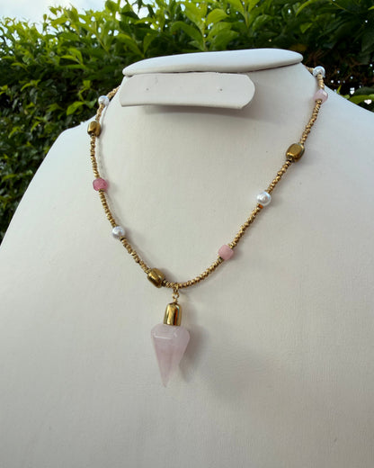 Collar Cuarzo Rosa