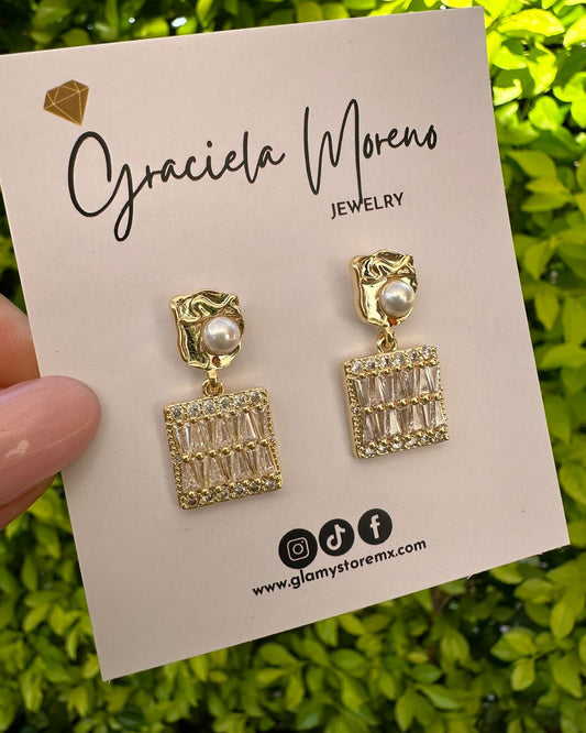 Arete Cuadro Brillo